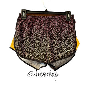 NIKE Small Dri Fit Womens Shorts Running Abstract Multi Color Back Pocket EUC